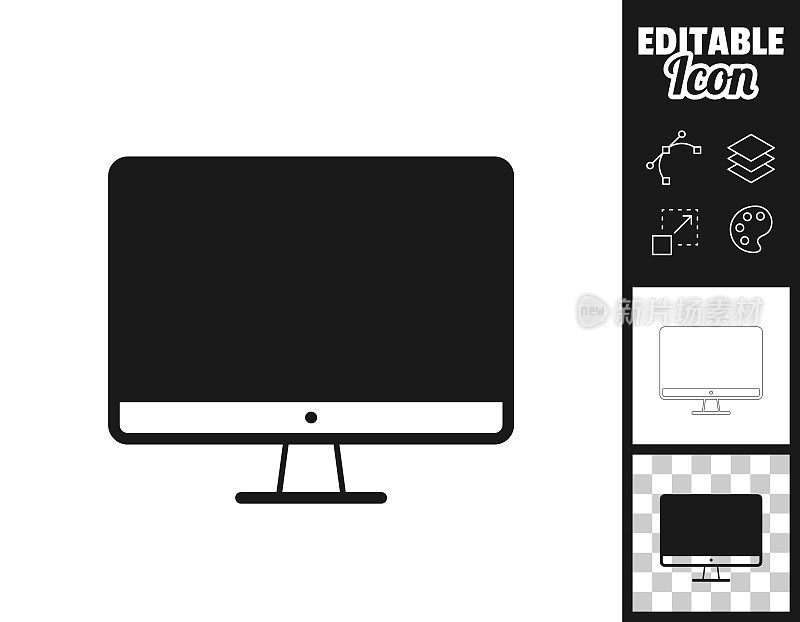 台式电脑。图标设计。轻松地编辑
