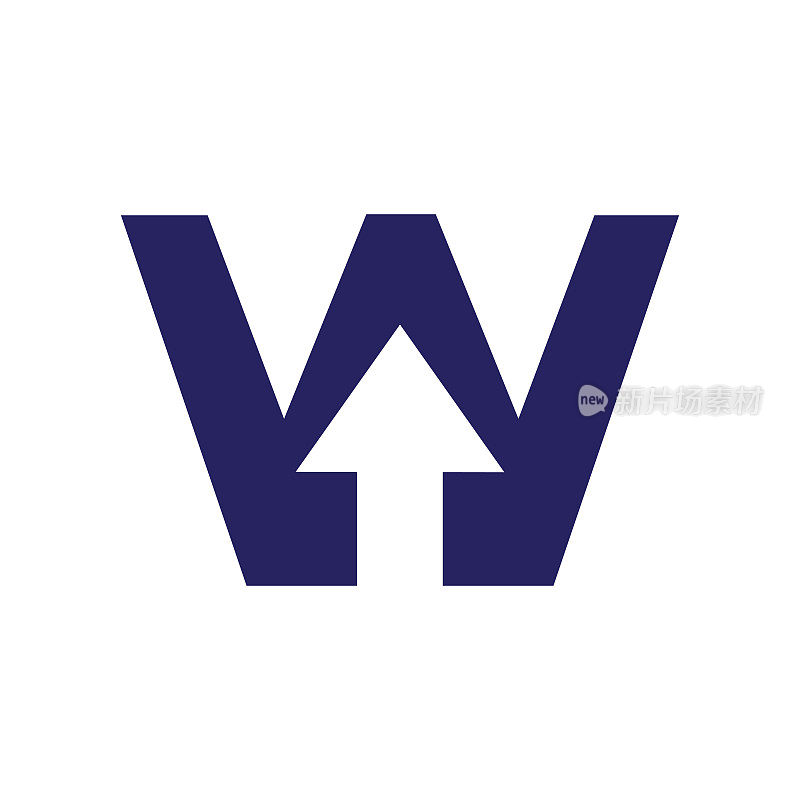 字母W金融Logo概念与投资成长箭Logo模板。首字母W标志金融符号