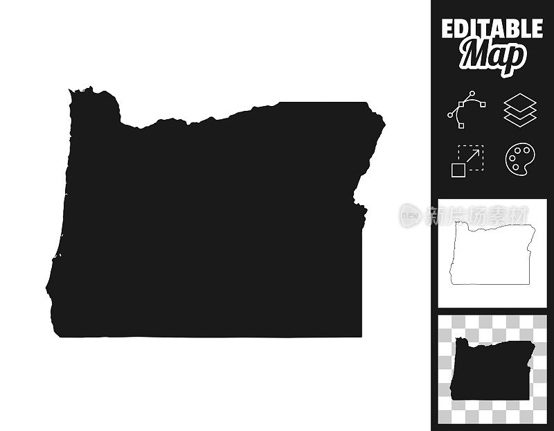 俄勒冈设计地图。轻松地编辑