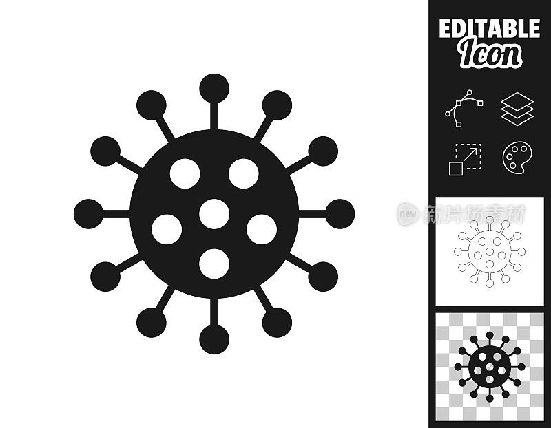 冠状病毒细胞(COVID-19)。图标设计。轻松地编辑
