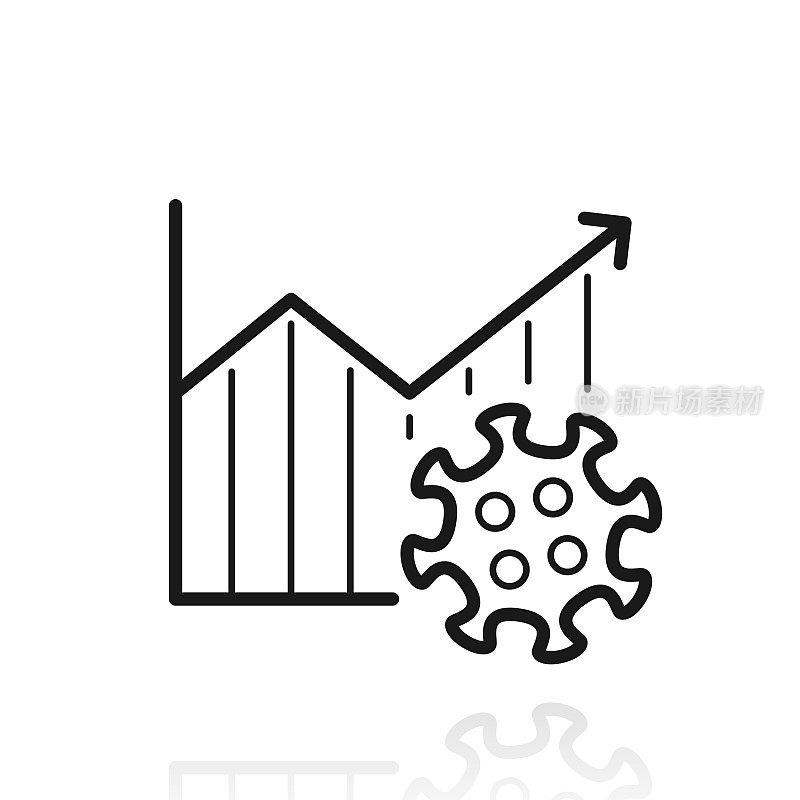 冠状病毒细胞生长图。白色背景上反射的图标