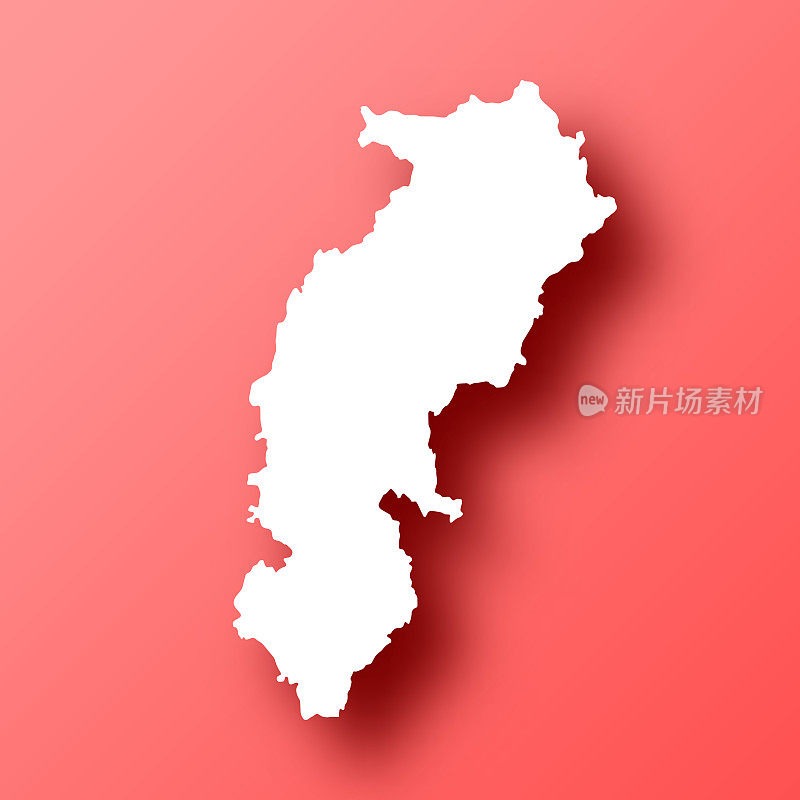 恰蒂斯加尔邦地图以红色背景和阴影