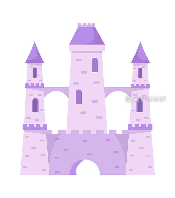 神奇的童话城堡。矢量图