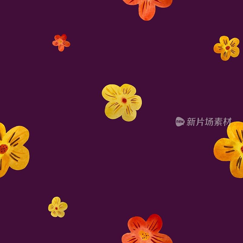 花红黄橙紫无缝图案