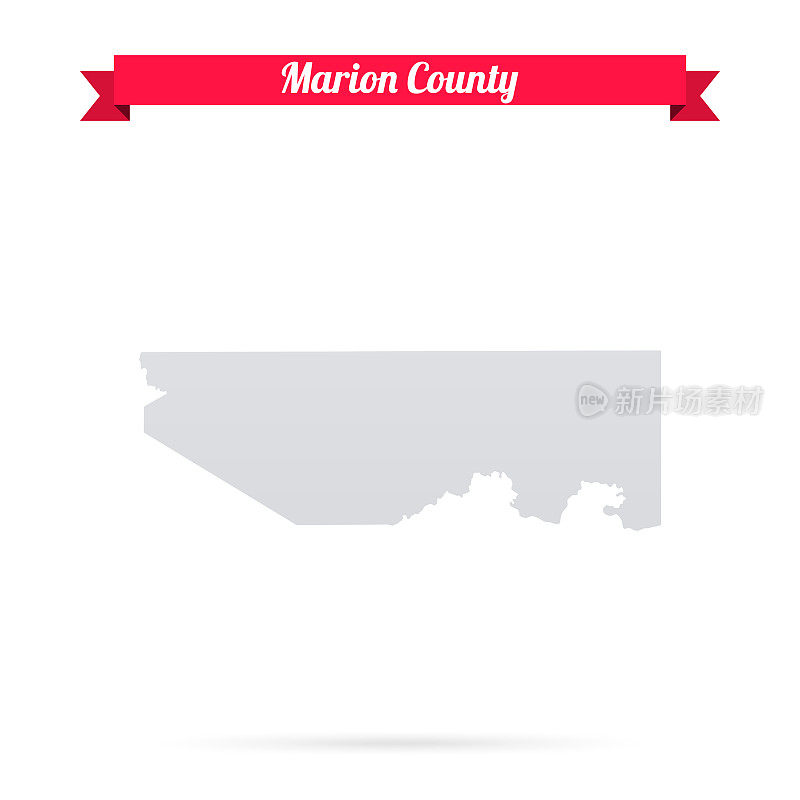 马里恩县，德克萨斯州。白底红旗地图
