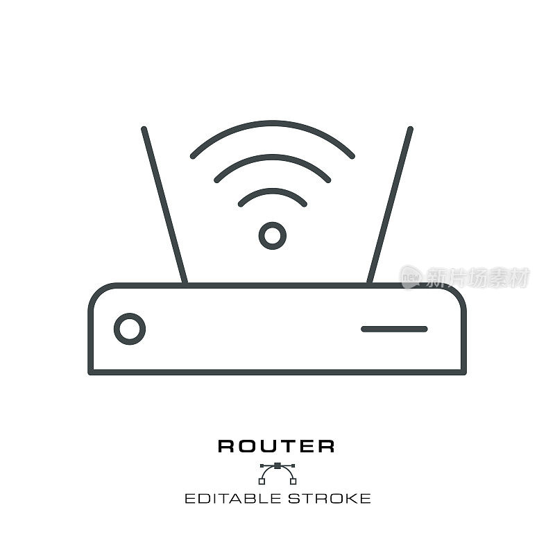 路由器图标-可编辑的笔画