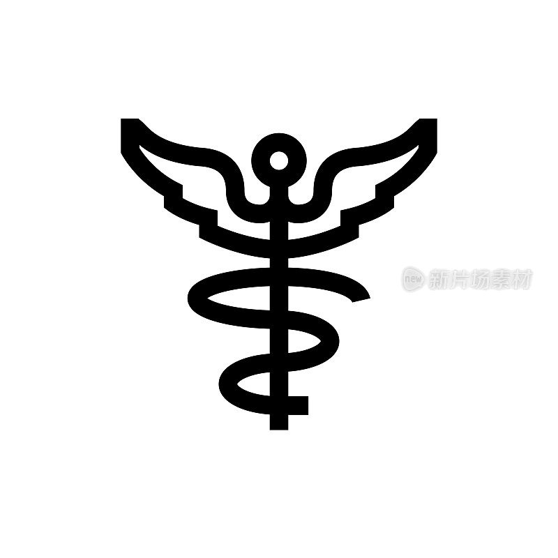 医学和墨丘利线图标，设计，像素完美，可编辑的笔画。标志、标志、符号。