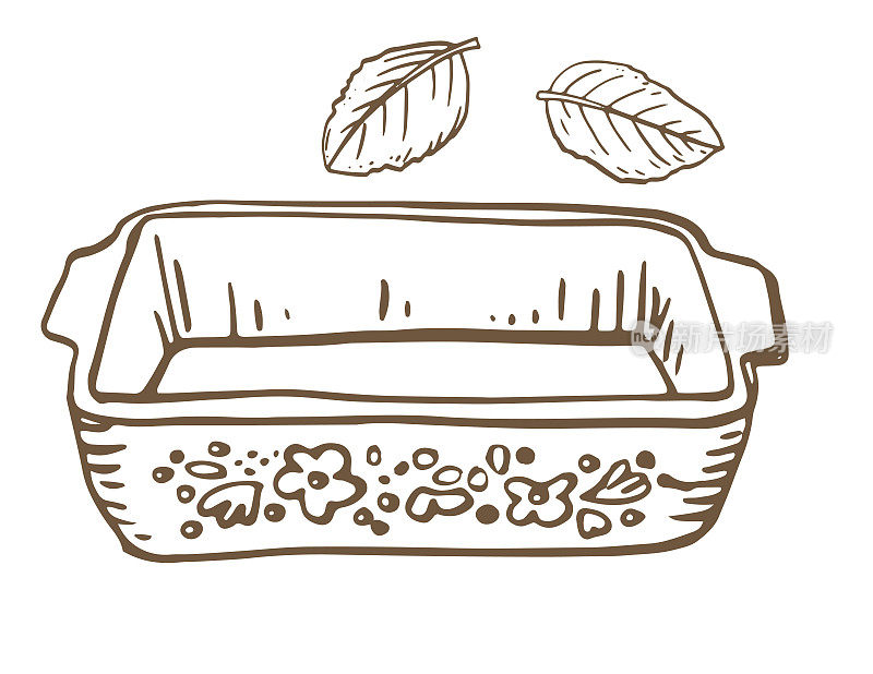 手绘复古砂锅在一个透明的背景