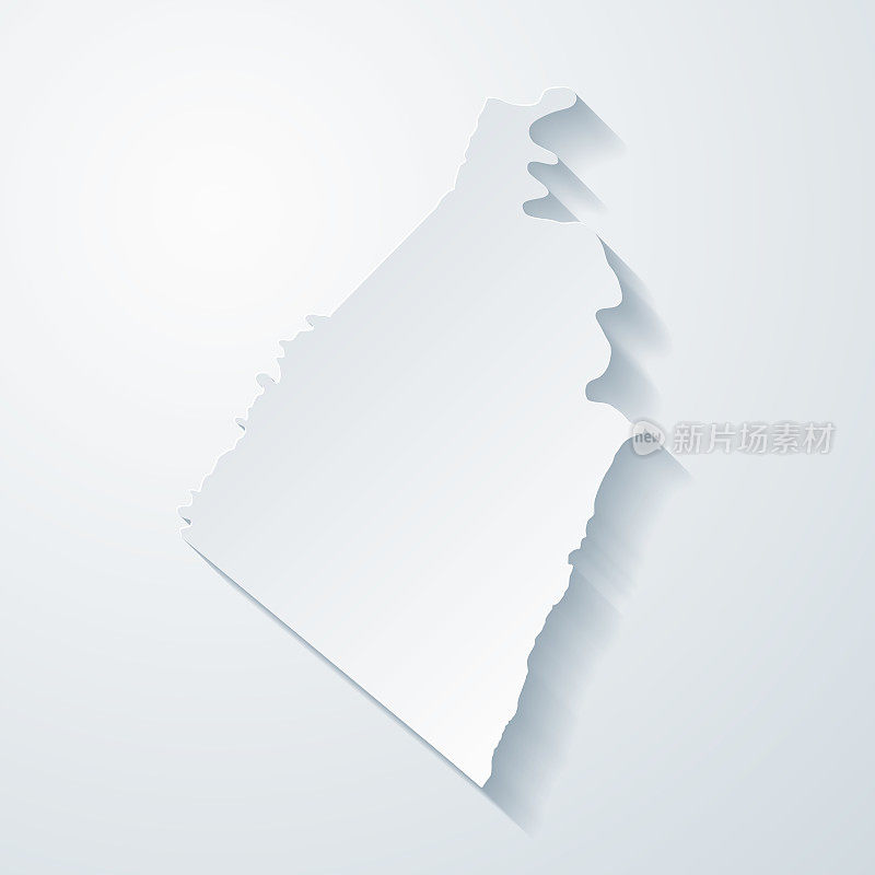 杰斐逊县，西弗吉尼亚州。地图与剪纸效果的空白背景