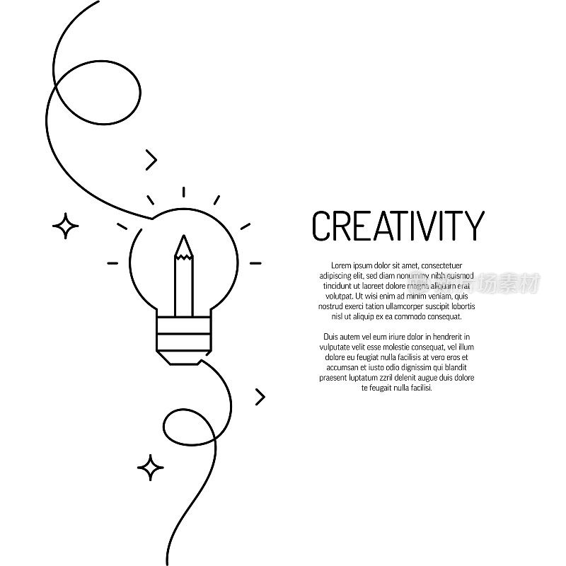 创意图标的连续线条绘制。手绘符号矢量插图。