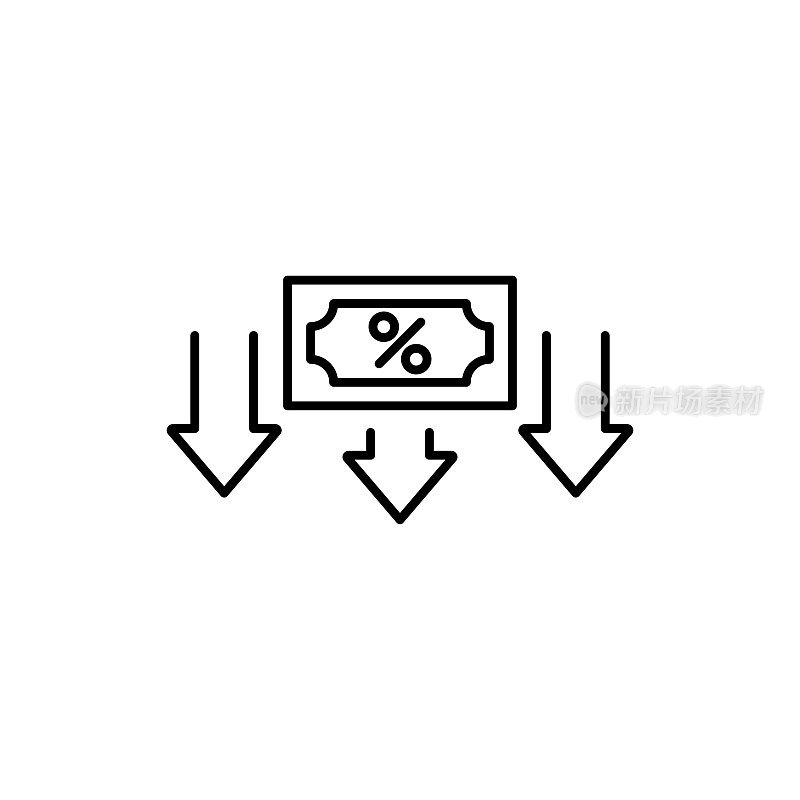 利率线图标与可编辑的笔画。Icon适用于网页设计、移动应用、UI、UX和GUI设计。