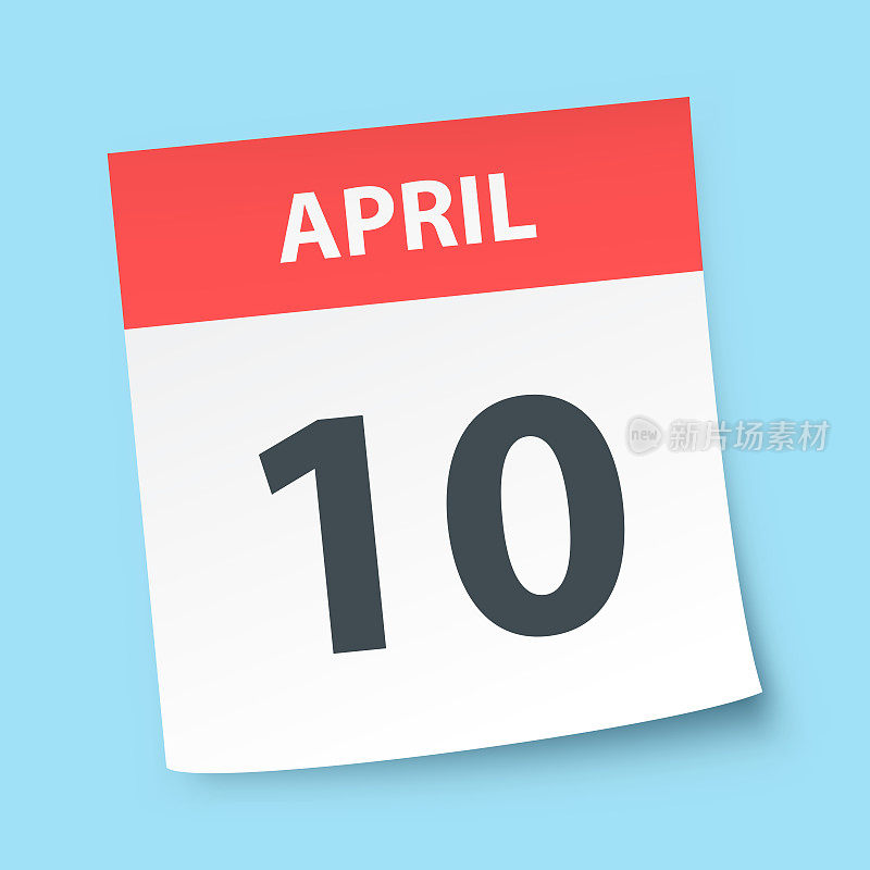 4月10日――蓝色背景的每日日历
