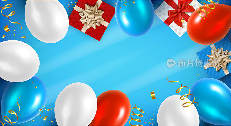 假日气球和礼物背景