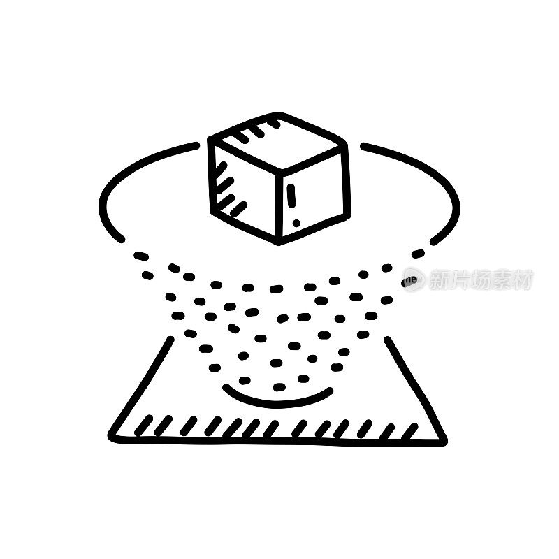 全息图技术手绘图标，涂鸦风格矢量插图