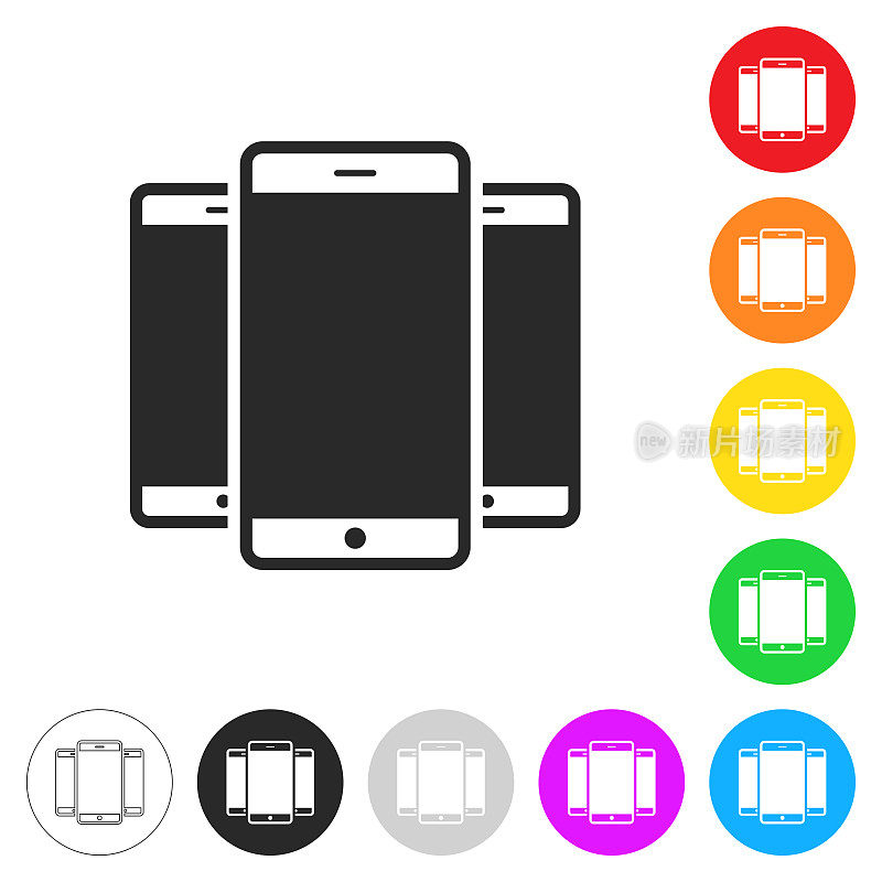 的智能手机。彩色按钮上的图标