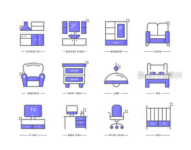 家具平线彩色图标