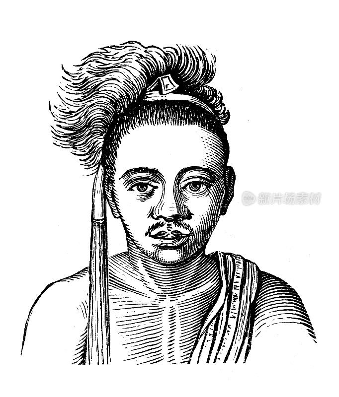 古董插图,民族志和土著文化:东帝汶,印度尼西亚