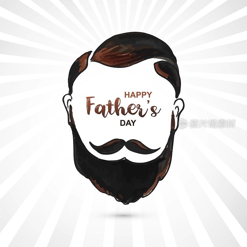 漂亮的男人脸上有胡子，胡子上有父亲节快乐的背景