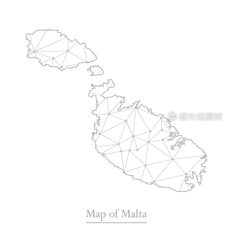 马耳他的矢量地图与多边形抽象。