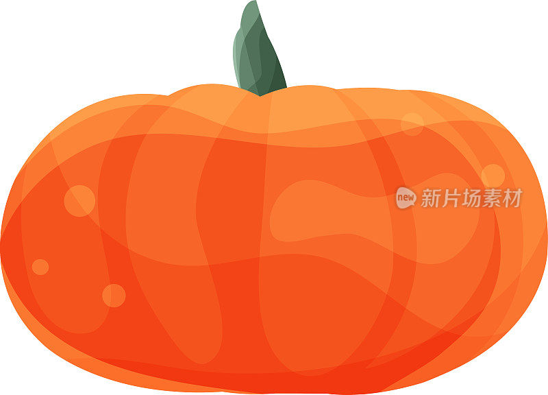 矢量剪纸橘色南瓜，南瓜有尾巴，秋天的蔬菜，万圣节的象征，没有背景