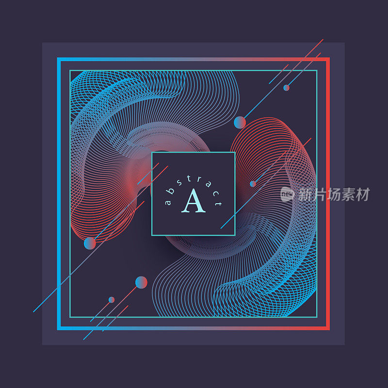 抽象的方形背景带有动态的波浪