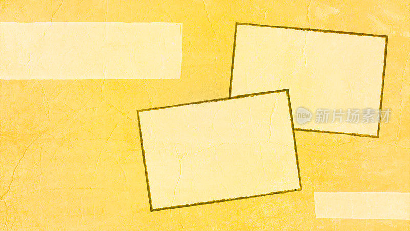 明亮充满活力的阳光芥末黄色彩色纹理效果空白空水平矢量背景与两个较浅的颜色条纹和两个大重叠标签模板与黑色轮廓使一个现代涂鸦