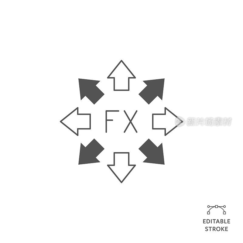 FX平面线条图标与可编辑的笔画。Icon适用于网页设计、移动应用、UI、UX和GUI设计。