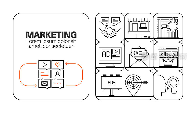 营销横幅线图标集设计