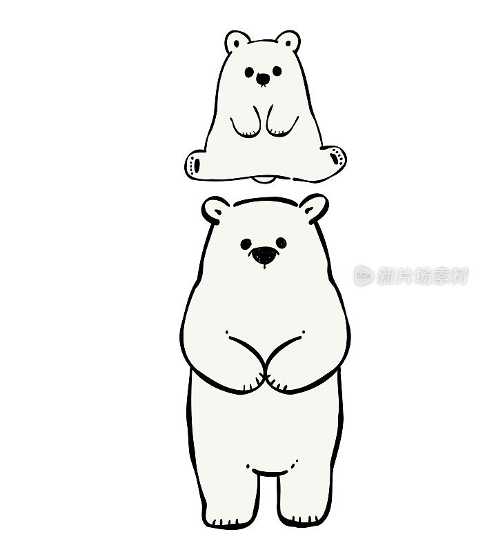 北极熊妈妈和北极熊宝宝的插图