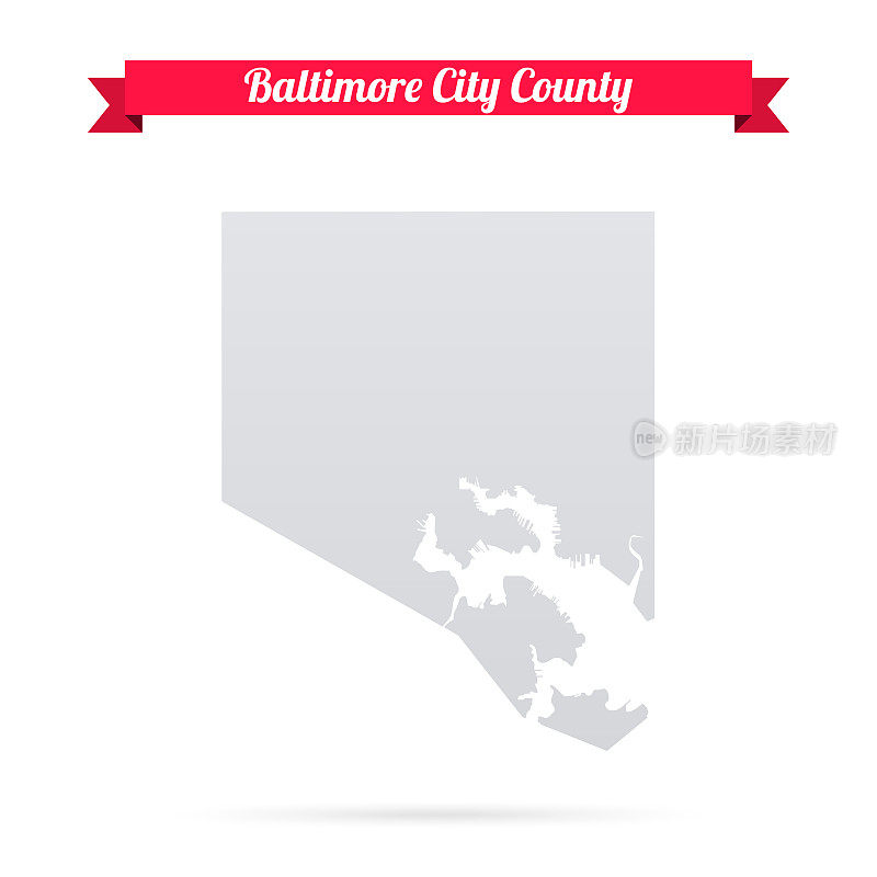 马里兰州巴尔的摩市县。白底红旗地图