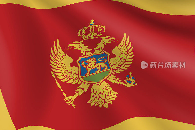 黑山国旗。Montenegrian国旗。矢量标志背景。股票插图