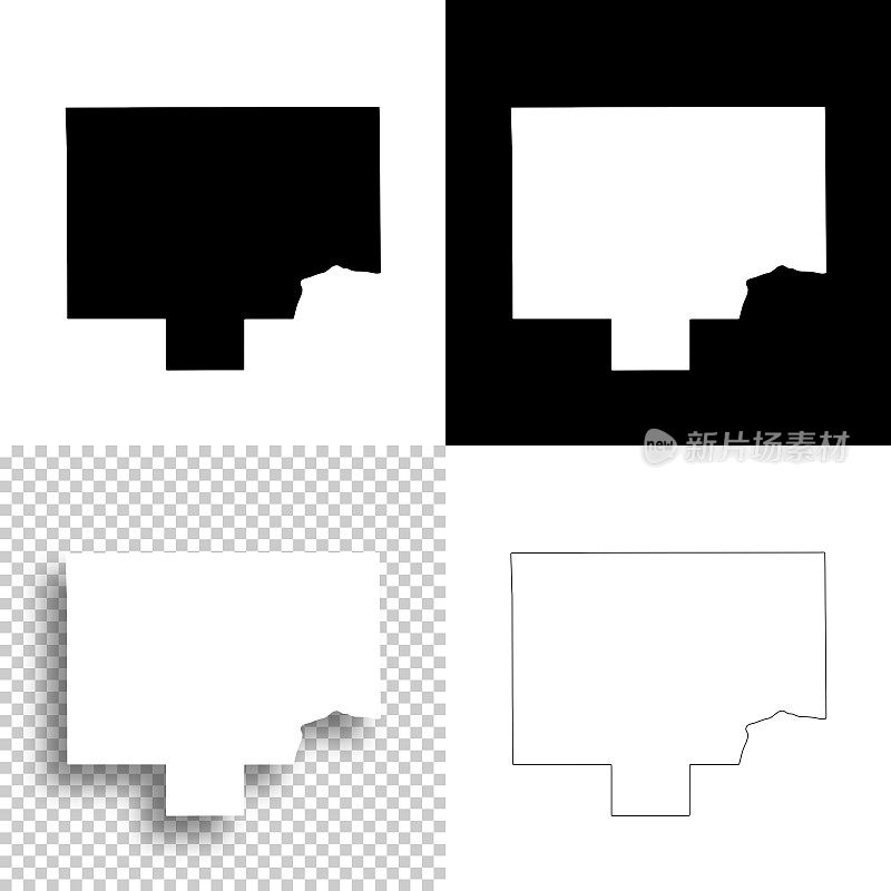 伊利诺伊州的Bureau县。设计地图。空白，白色和黑色背景