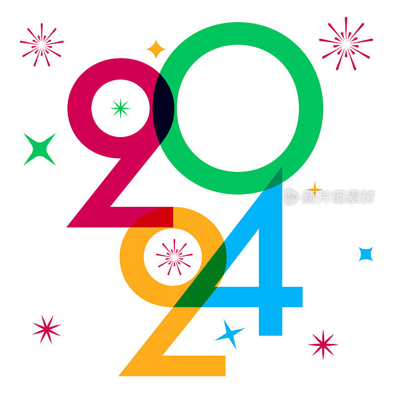 2024年新年的设计和构图。