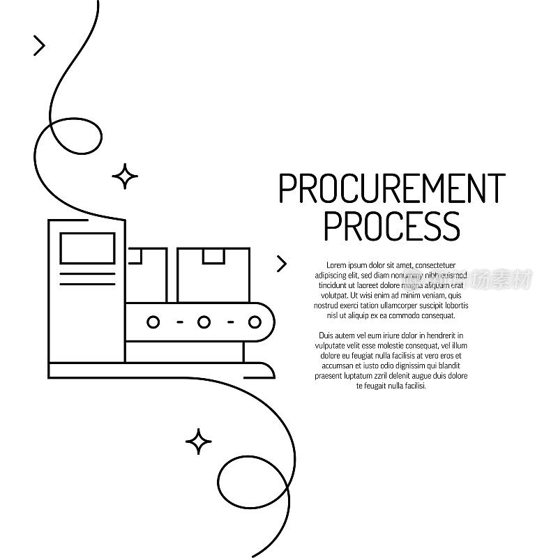 采购过程图标的连续线条绘制。手绘符号矢量插图。