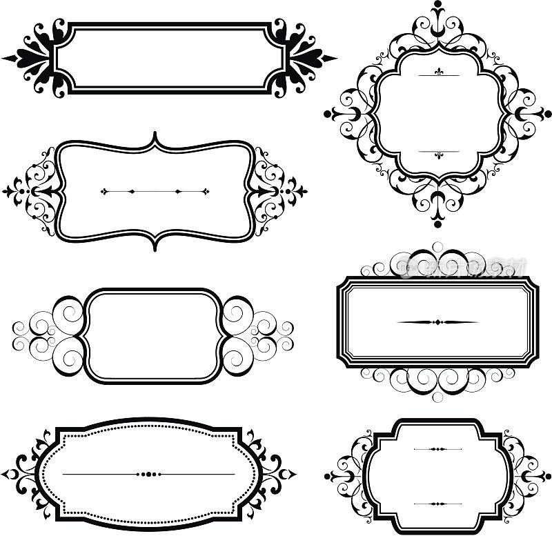 复古的黑色和白色华丽的框架