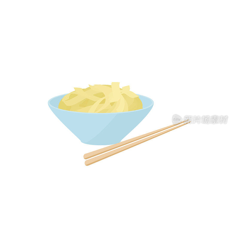 用筷子夹碗饭的图标，卡通风格