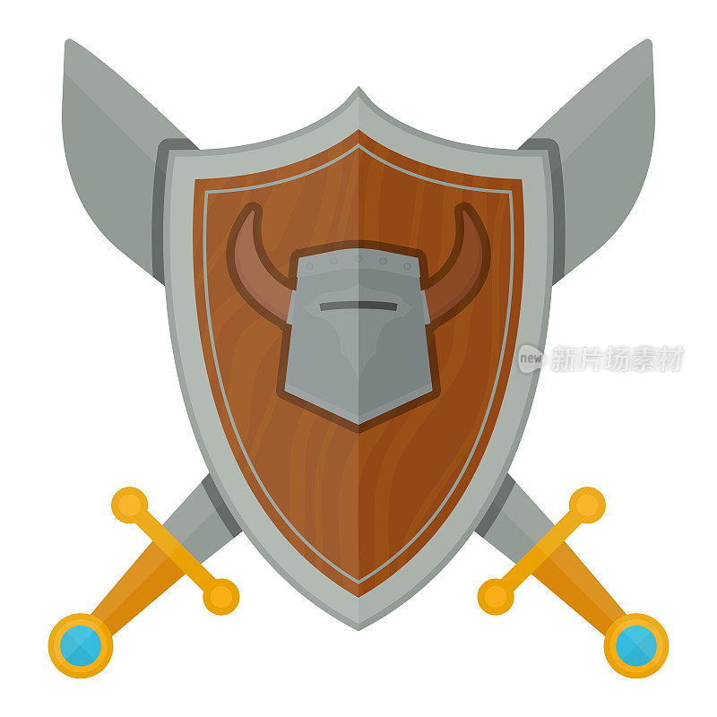 骑士盾中世纪武器纹章骑士保护中世纪王国齿轮骑士矢量插图