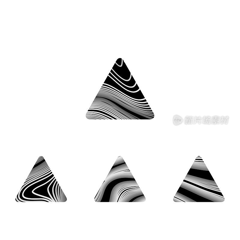 矢量黑白三角形条纹图案图标系列设计