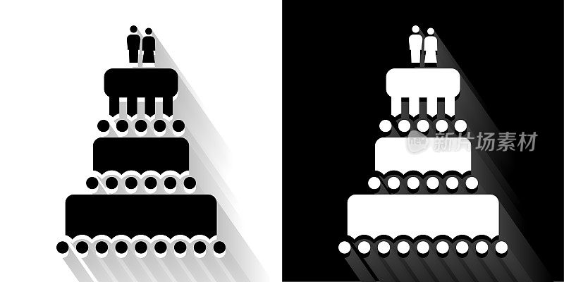 婚礼蛋糕黑白长影图标