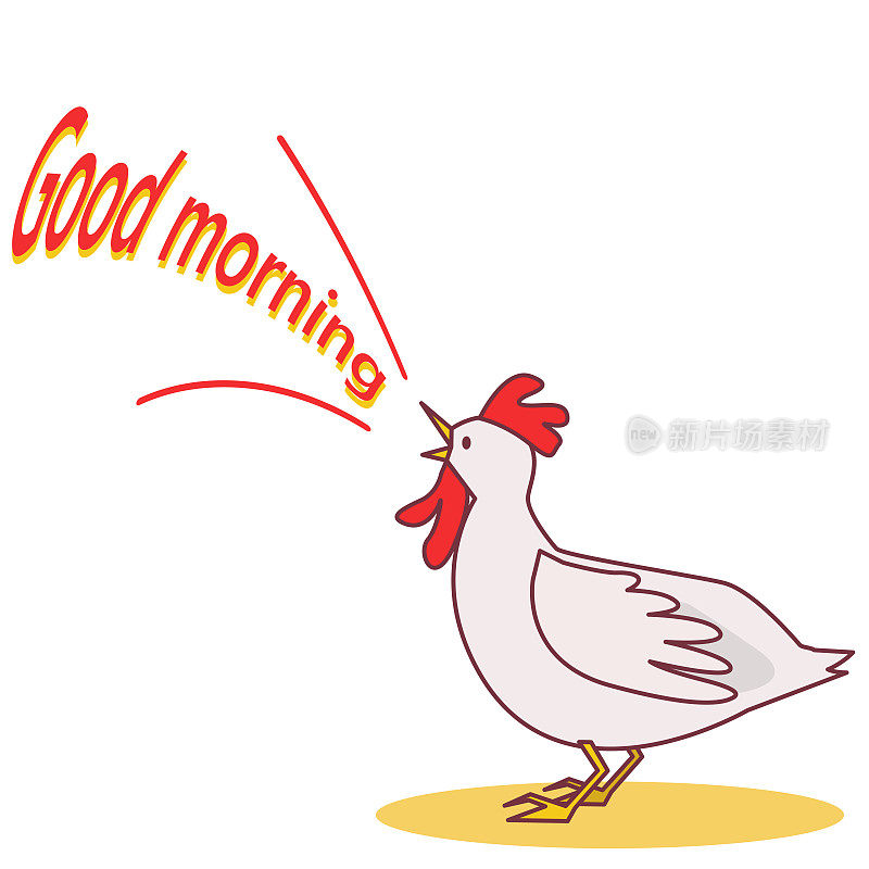一只鸡清晨问候的插图