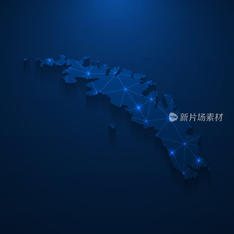 南乔治亚和南三明治群岛的地图网络-明亮的网格在深蓝色的背景