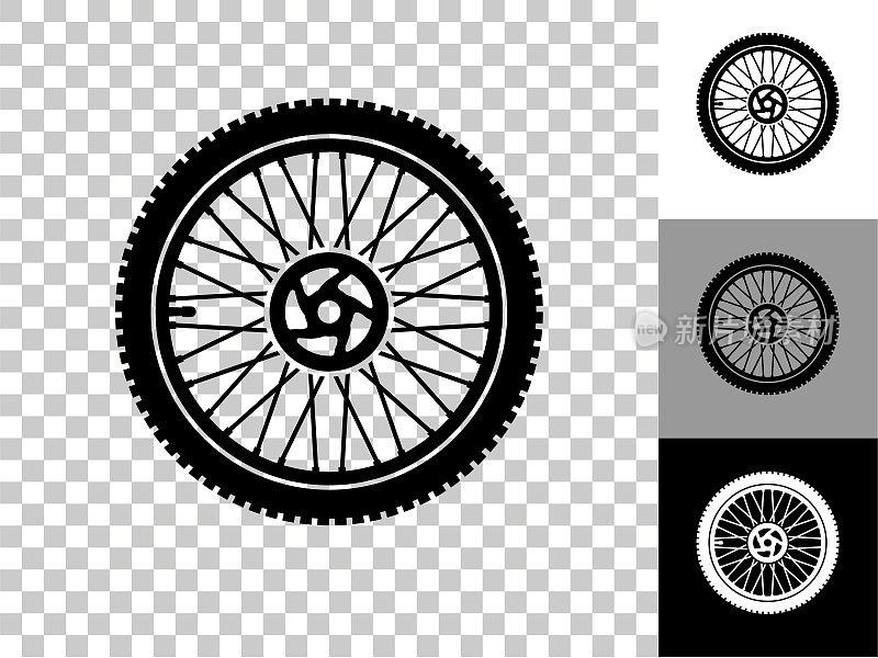 自行车车轮图标在棋盘上透明的背景