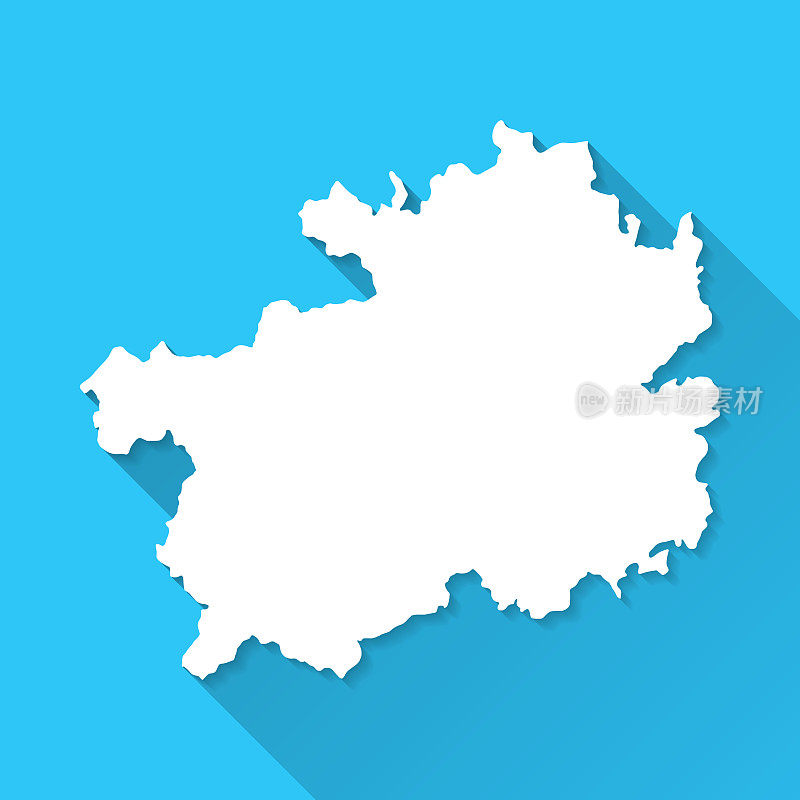 蓝色背景下长阴影的贵州地图-平面设计