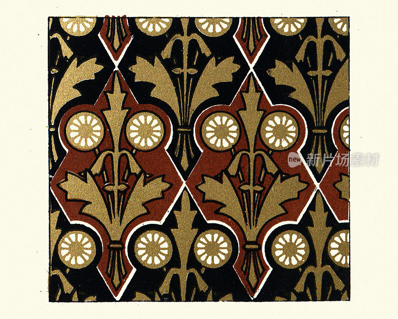 奢华的维多利亚花卉图案,19世纪的装饰艺术