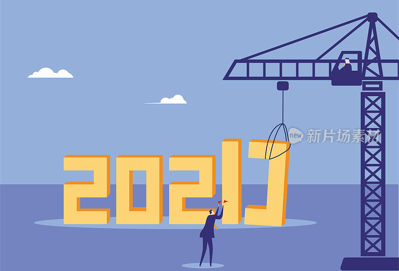 ，商人指导起重机2020年拆卸和2021年安装