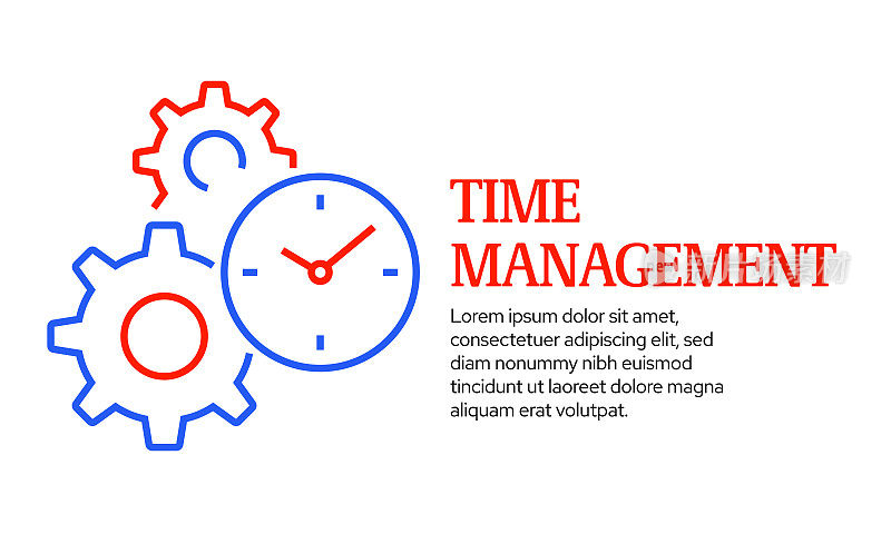 时间管理概念，矢量线图标模板设计