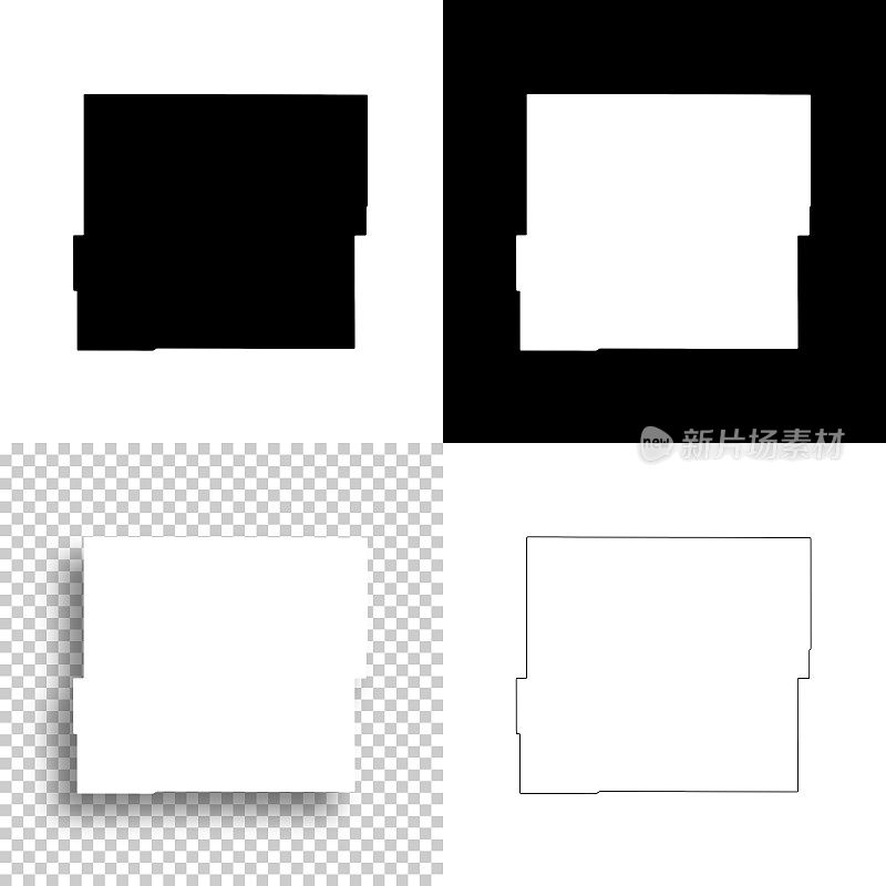 蒙大拿的粉河县。设计地图。空白，白色和黑色背景