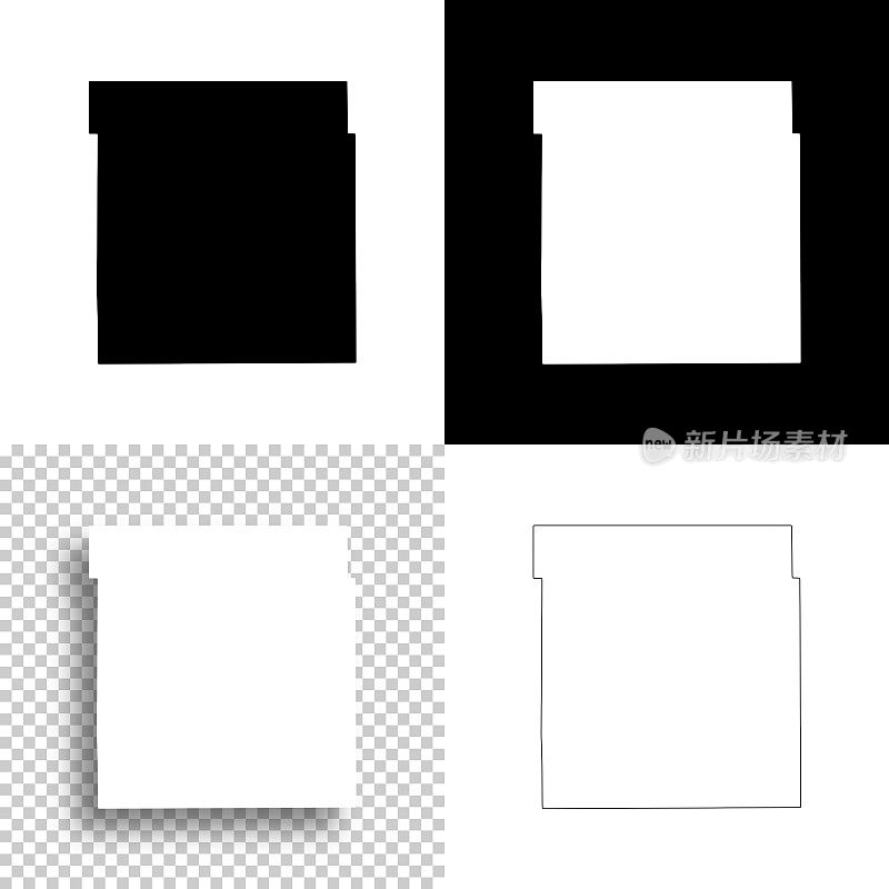 米德县，堪萨斯州。设计地图。空白，白色和黑色背景