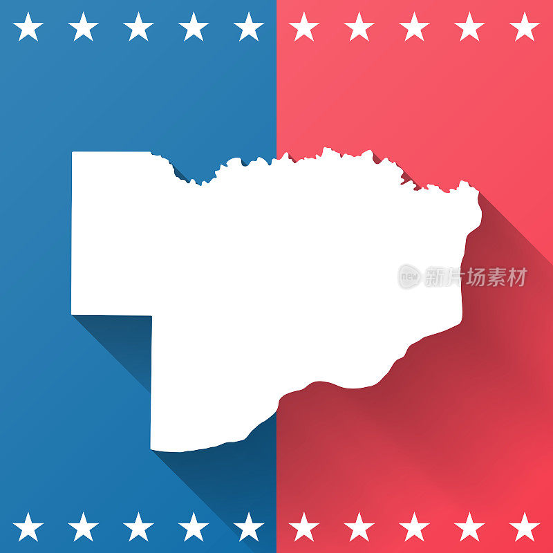 爱荷华州斯科特县。地图在蓝色和红色的背景