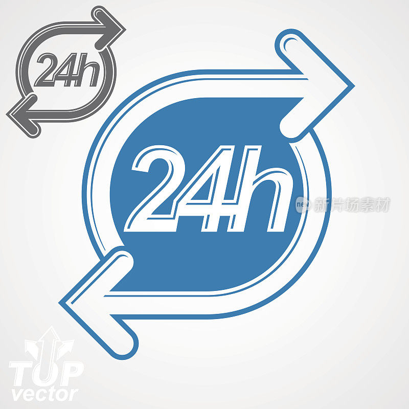 简单矢量24小时定时器，24小时平面象形文字。